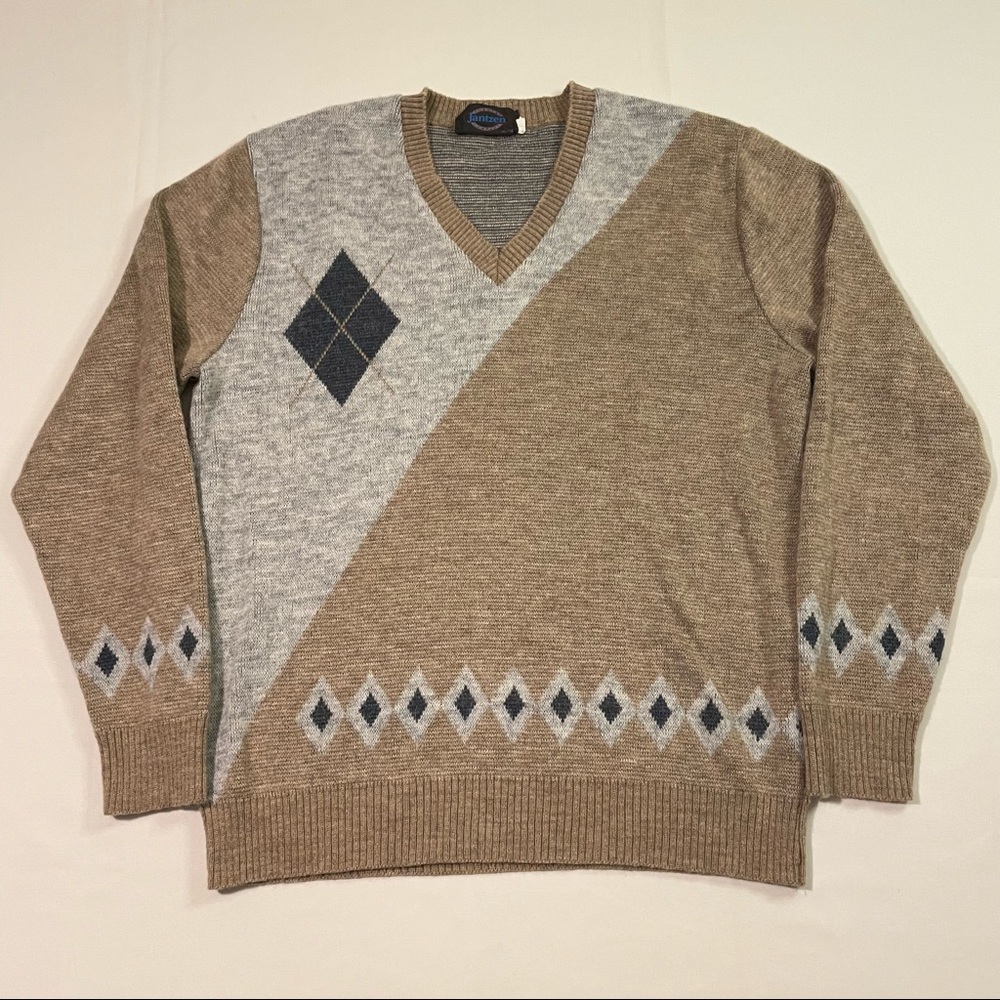 Vintage Jantzen Wool & Mohair Blend Pullover V-neck Sweater Size XL Tall